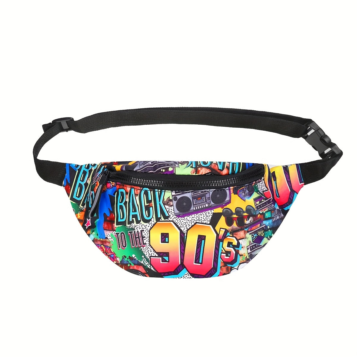 1pc 80S 90S Neon Fashion Style Belt Bag - Adjustable Waist, Durable Polyester Hip Bag with Zipper Closure, Ideal for Travel, Party, Festival, And Sport, Hip Bag|Vintage Hip Bag|Zippered Closure, Belt Bag