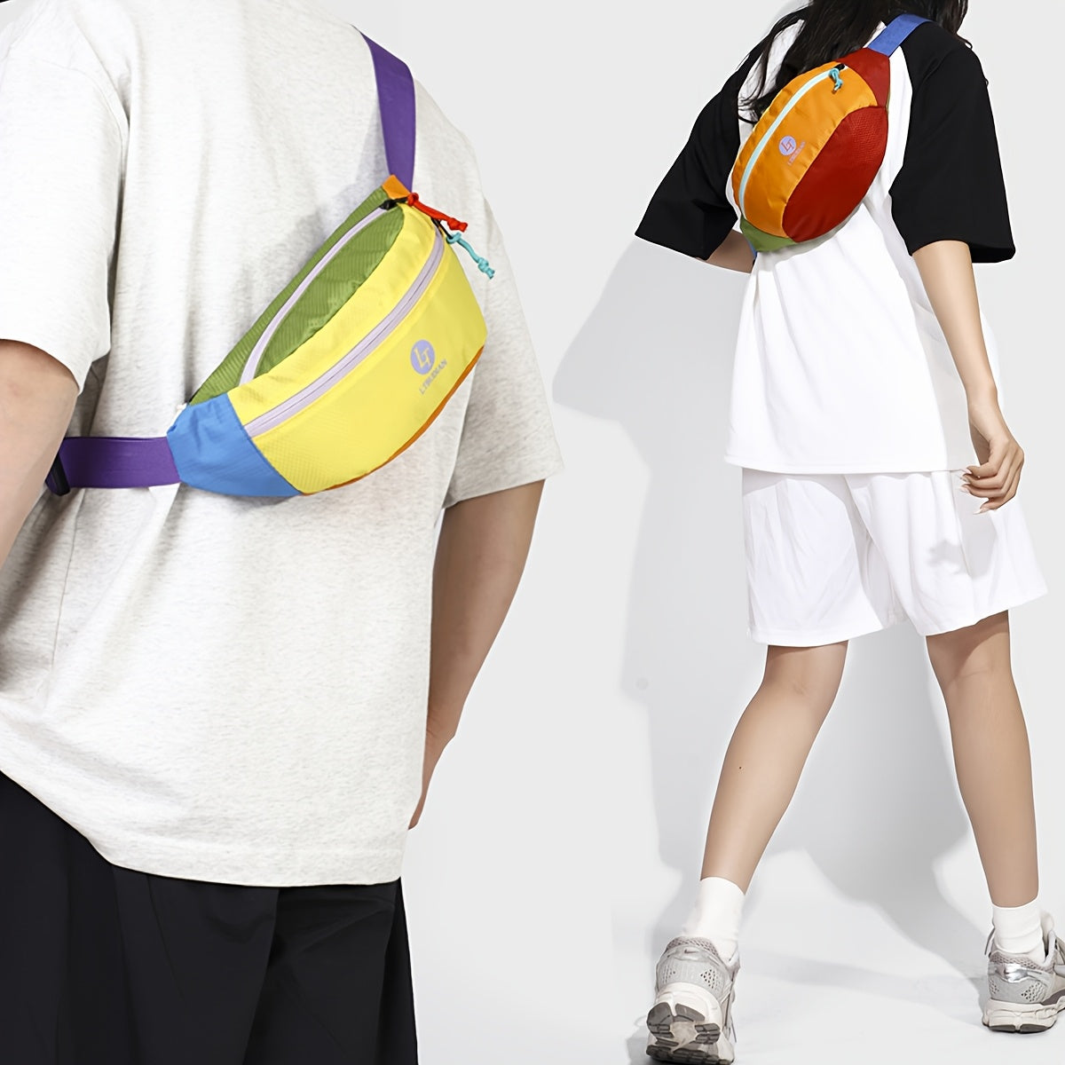 2025 New Unisex Crossbody Bag for Women & Men, Adjustable Multi-Shoulder Waist Pack with Anti-Theft Zipper, Plaid Print & Color-Block Design, Multiple Pockets - Durable Nylon for Daily Commute, Work,, Cycling (Hand Washable),