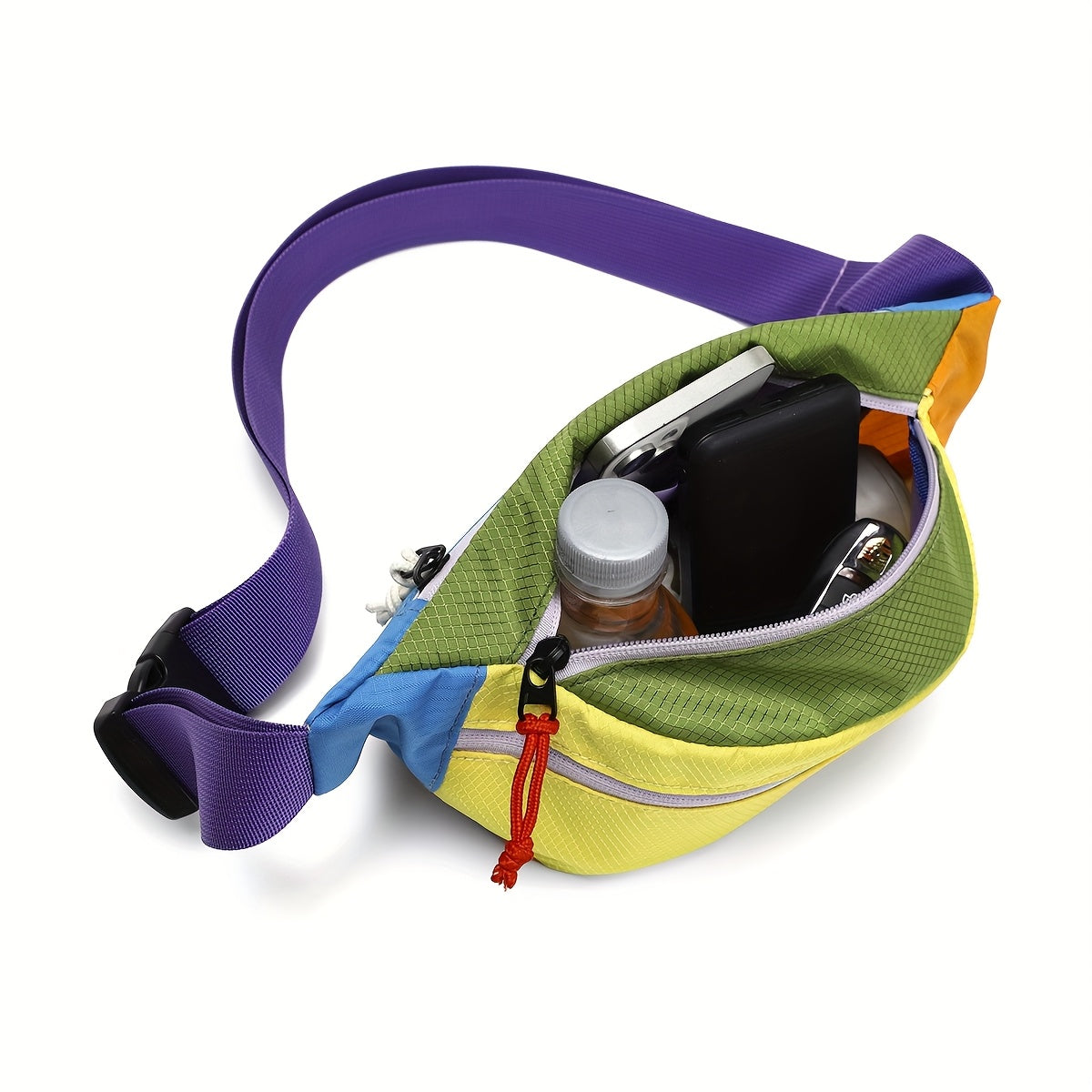 2025 New Unisex Crossbody Bag for Women & Men, Adjustable Multi-Shoulder Waist Pack with Anti-Theft Zipper, Plaid Print & Color-Block Design, Multiple Pockets - Durable Nylon for Daily Commute, Work,, Cycling (Hand Washable),