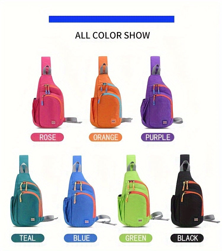 Nylon belt bag, Trendy Zipper Sling Bag with Side Pocket for Outdoor Sports
