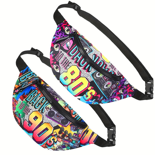 1pc 80S 90S Neon Fashion Style Belt Bag - Adjustable Waist, Durable Polyester Hip Bag with Zipper Closure, Ideal for Travel, Party, Festival, And Sport, Hip Bag|Vintage Hip Bag|Zippered Closure, Belt Bag