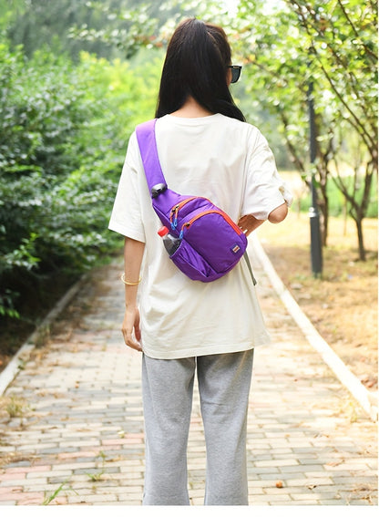 Nylon belt bag, Trendy Zipper Sling Bag with Side Pocket for Outdoor Sports