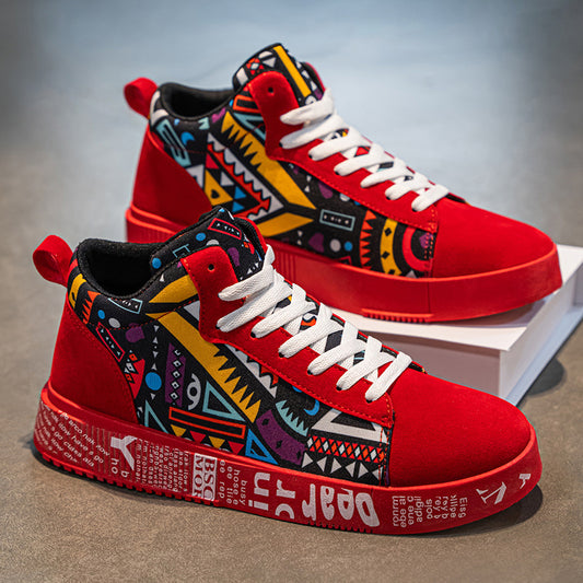 Casual Sports Footwear for Men Featuring a Trendy Design, High-Top Skate Shoes That Are Slip-Resistant And Durable.