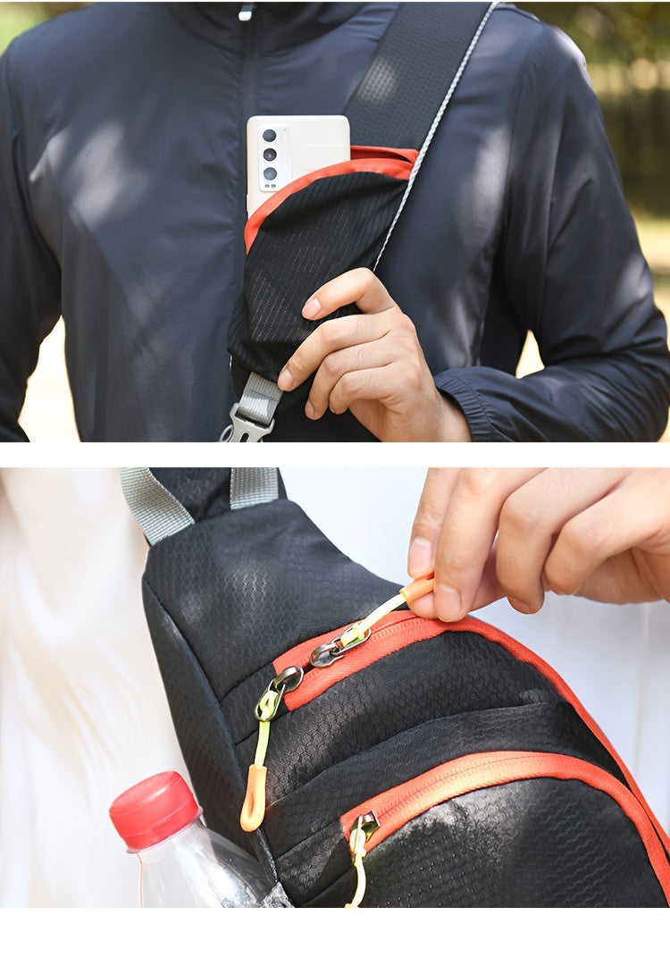 Nylon belt bag, Trendy Zipper Sling Bag with Side Pocket for Outdoor Sports